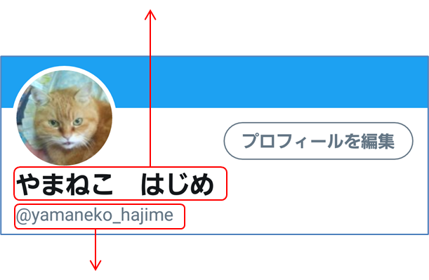 名前とユーザー名