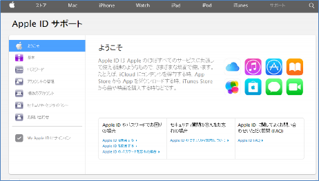 ［Apple IDサポート］画面